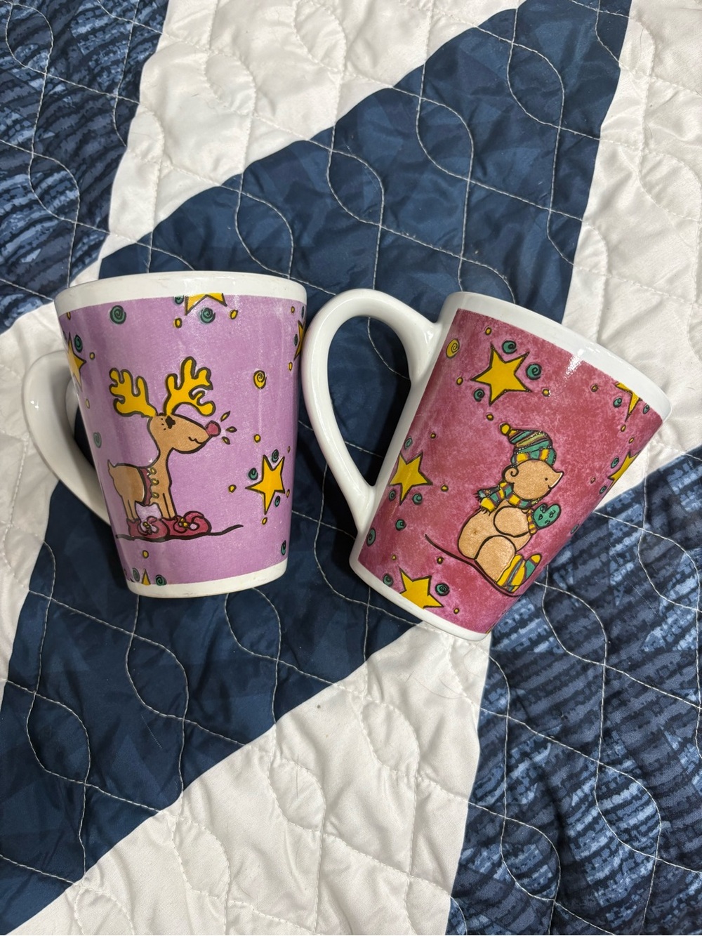 Sears Holiday Reindeer & Bear Mug Set